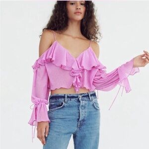 Zara Pink Ruffled Blouse